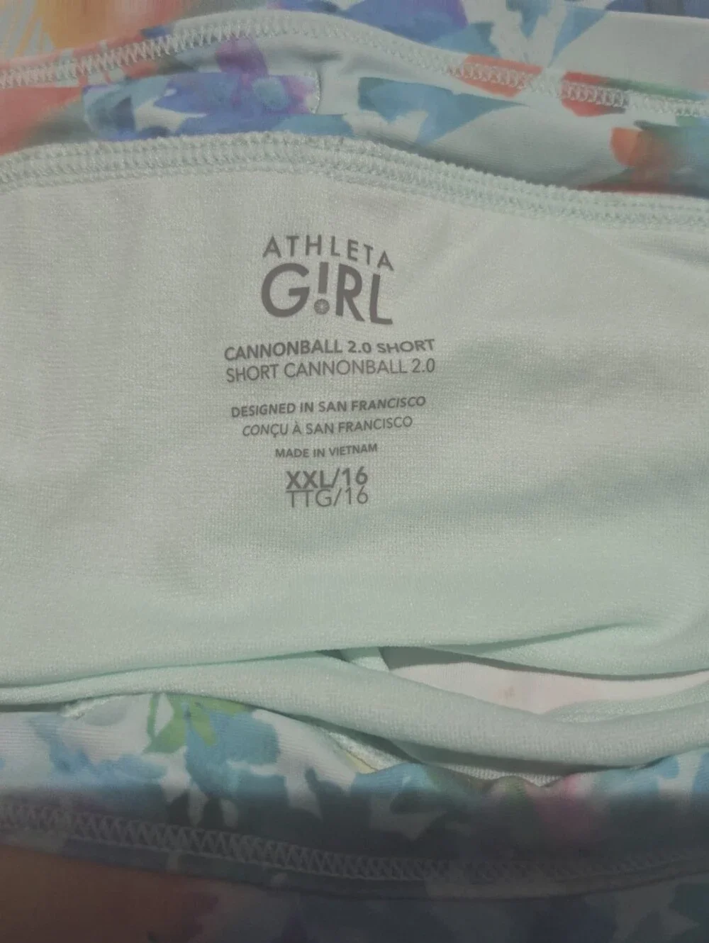 Athleta Girl Floral Crisscross Swim Top& Swim Shorts - Aqua Multi Girls Size XXL
